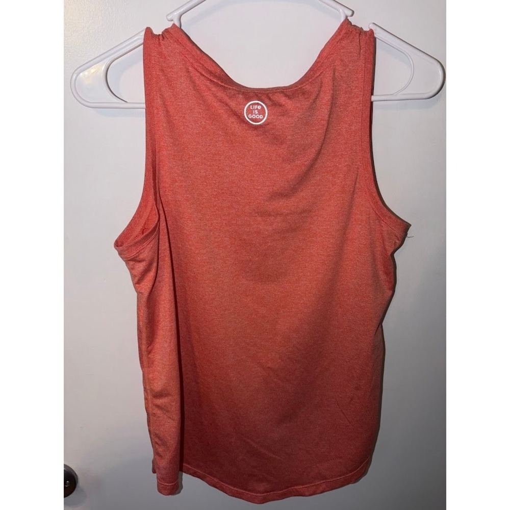 Life is Good Womens Active Tank Top Coral Red Sun Graphic Size S - Picture 3 of 3